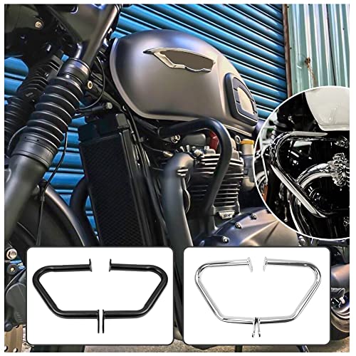 Crash Bars for T-riumph Bonneville Bobber Bonneville T100 T120 Street Twin Cup Thruxton 1200 R Motorcycle Steel Highway Engine Guard Bumper Frame Falling Protectors 2016 2017 2018 2019 2020 (Chrome) - color: Chrome