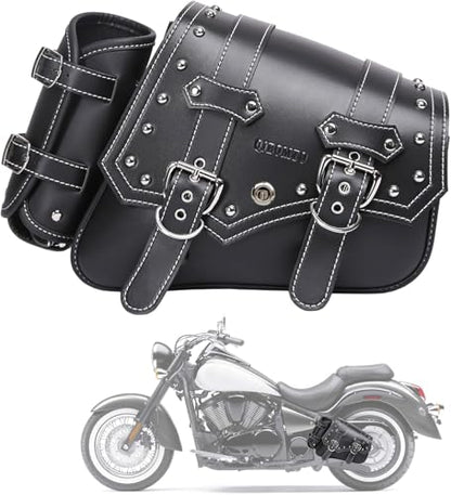 Motorcycle Saddle Bags Side Bags - Saddlebags Softail Pvc Leather,Waterproof,Swing Bag Side, Side Tool Bag, Universal, Storage Tool Bag for Motorbike,with cup holder (Right side) - style: Right