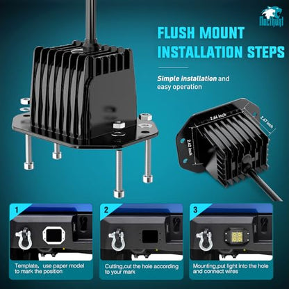 Nilight Flush Mount LED Pod Lights 2 PCS 4.7 Inch 4LED Flood Beam Backup Reverse Offroad Driving Bumper Work Grill Light for Truck ATV UTV - color: 4.7Inch 4Led Flush Mount Light