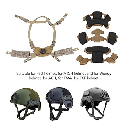 Bewinner Helmet Dial Suspension System Chin Strap - 3rd Generation Adjustable Helmet Liner System Steap Kit with Internal Sponge Pad (Mud Spongeand Suspension)