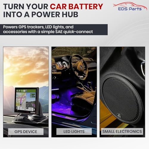 EDS 08100696 27 inch 16 AWG w 10 Amp Fuse & 2 Pin SAE Quick Disconnect Battery Charge Ring Terminal Cable Harness for Cars Trucks Motorcycle ATV RV Boats and More - trickle Charge (2 Pack)