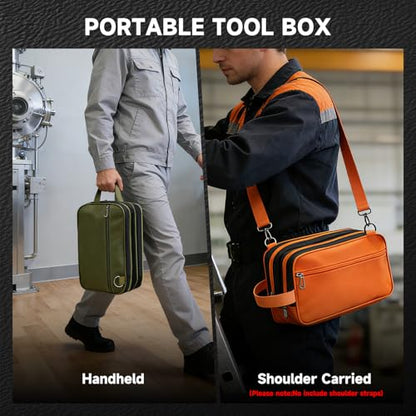 Organizer Tool Pouch Small Tool Bag with Zipper Waterproof Utility Multi Compartments Green - color: Green