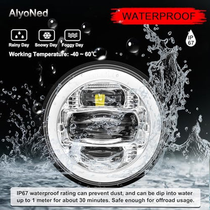 AlyoNed 2024 New 4.5" inch LED Passing Lights Fog Lamps Driving Light DRL White Halo DOT Kit for Motorcycle Auxiliary Light Bulb Projector Driving Lamp Chrome - color: Chrome