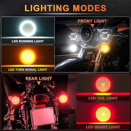 LivTee 1157 Front Rear LED Turn Signals Tail Brake Lights with Lens Cover Kits Compatible with Harley Davidson Touring Dyna Softail Sportster Street Glide Road Glide Accessories - color: Kits