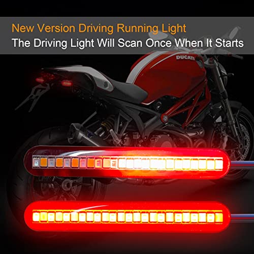 Kinstecks 2PCS Motorcycle Indicators Flowing Turn Signal Lights Driving Light License Plate Light for Motorcycle Motorbike LED Amber Red
