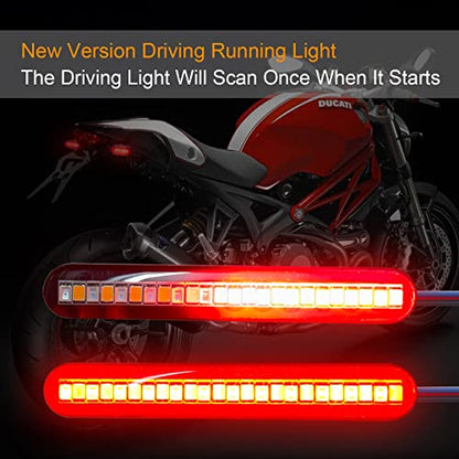 Kinstecks 2PCS Motorcycle Indicators Flowing Turn Signal Lights Driving Light License Plate Light for Motorcycle Motorbike LED Amber Red
