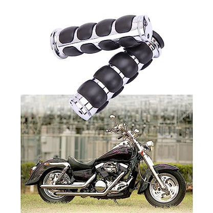 DREAMIZER 25.4MM Motorcycle Handlebar Grips 1 inch Compatible with Honda Shadow Spirit 750 Valkyrie Fury VTX1300 VTX1800 VT400 VT750 VT1100 - Smooth - style: Flat-chrome