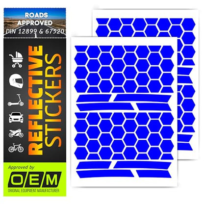 DIN67520 ECE104 Made with Ora FOL 5600 reflectors, Reflective Tape Sticker, Waterproof Trailer, Children's car, Motorcycle, Helmet, Rims, Bicycle, Cat's Eye Reflection, 144 Pieces (Blue) - color: Blue