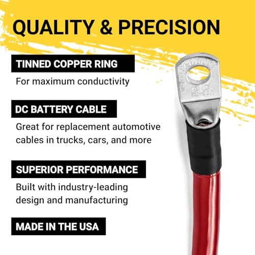 Spartan Power Battery Cable 5 Foot 1/0 Gauge AWG Wire Set 5/16" M8 Made in USA - color: 1/0 AWG-SET-5/16", size: 5-FT