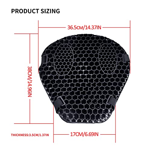 Universal Motorcycle Gel Seat Cushion 3D Honeycomb Shock Absorbing Seat Pad with Motorcycle Seat Cover for Comfortable Long Ride - size: Large