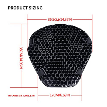 Universal Gel Motorcycle Seat Cushion,Superior Absorption and Protection with Warm Cover,Comfortable and Large 3D Honeycomb Motorcycle Seat Cushions for Long Rides - size: Medium