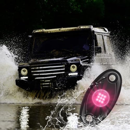 Macarrie 12 Pods Rock LED Lights Waterproof Neon Underglow Trail Rig Lamp Lighting for Car SUV Pickup Truck Motorcycle Boat ATV Utv RZR Rv Offroad Trailer Fender Under Body Golf(Pink) - color: Pink