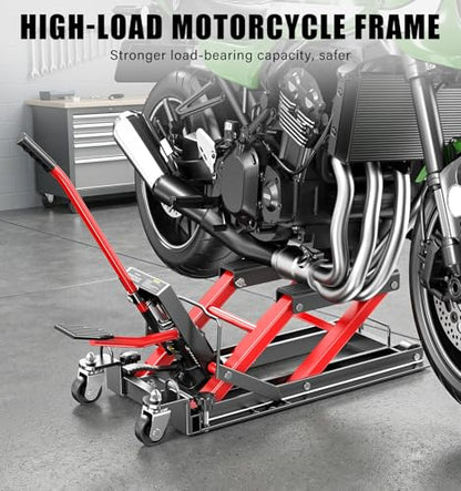 1500 LBS Heavy Duty Motorcycle Scissor Lift Jack, 4.5" to 14.6" Height, Portable Steel Construction for Motorcycle, ATV, Dirt Bike Maintenance with Optional Attachments