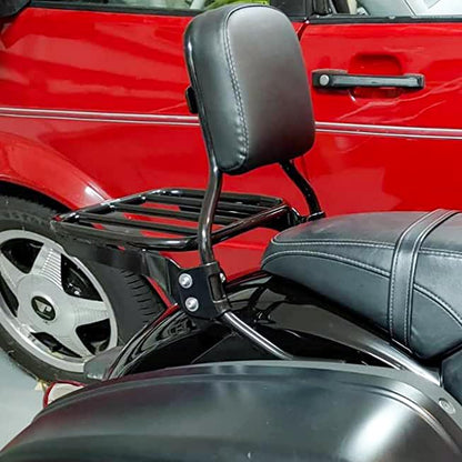 WSays Sissy Bar Standard Height Passenger Backrest Pad Gloss Black Compatible with Harley Softail Sport Glide Low Rider S FLSB FXLR FXLRS 2018-2025
