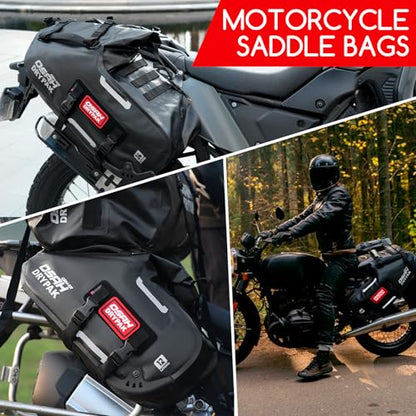 OSAH DRYPAK Motorcycle Saddle Bags, Waterproof Durable Saddlebags 48L(24L*2), Large Capacity Anti-Vibration Pannier Bags, Ideal Luggage Bag for Adventure and Sport Motorcycle Racks, 1 Pair - size: 48L