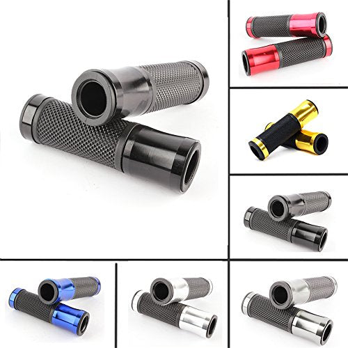 Pair of 7/8" 22mm Motorcycle CNC Aluminum Rubber Gel Hand Grips Handlebar for Sports Bike Chopper Cruiser Bike - color: Black