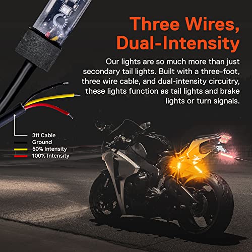 True Mods 2pc 5" Amber LED Motorcycle Running & Turn Signal Tail Light Strip Kit [Waterproof] [Single Row] [50% DRL] [100% Blinker] Self Adhesive Surface Mount Flexible Front Fork Lamp for ATV Bike - size: 2pc 5", style: Amber Turn Signal