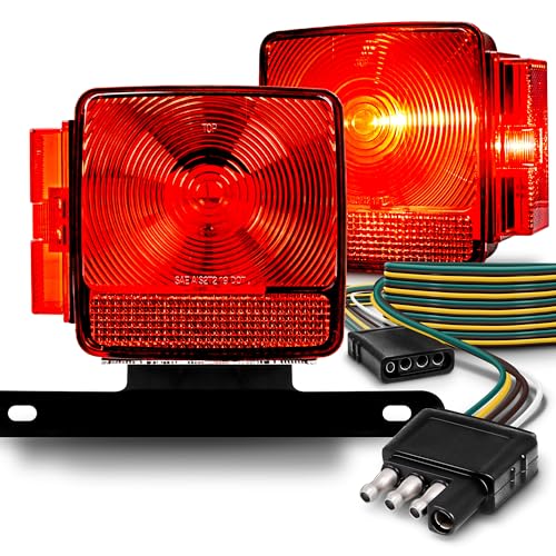 TRUE MODS LED Trailer Light Kit [DOT FMVSS-108 SAE AIS2T2/APC/L] IP67 Waterproof License Brake Turn Signal Tail Light & 4Pin Wiring Harness for Over Under 80" Motorcycle Utility Flatbed Boat Trailer - color: Standard Kit, size: Eco - Under/Over 80"