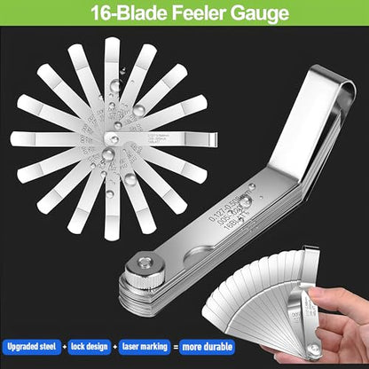 Adjusting Valves Tools Set-4pcs,Motorcycle Engine Valve Screw Adjusting Tool, Include Straight and Angled Feeler Gauges(Metric and Imperial),Hexagonal Hole Tool and Square Hole Tool