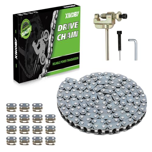T8F Chain 134 Link Drive Chain Breaker Compatible with SYX Moto 50cc Dirt Bike Mototec SSR X-pro Coolster 47cc 49cc 2 Stroke Engine Pocket Rocket Pit Bike Mini ATV Quad 4 Wheeler Go Kart Parts - color: A-Silver