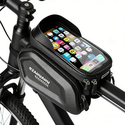 Waterproof Hard Shell Bike Frame Bag, Touch Screen MTB Front Tube Bag Cycling Phone Storage Pouch,Gift for Dad/Men