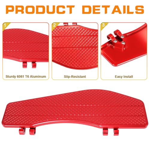 Red Big Rider's Floorboard, Front Footboards Foot Padels Footrest for Harley Touring Road King/Road Glide/Street Glide/Electra Glide/Ultra 1986-2025, Softail 1986-2017 - color: Driver Floor Board-Red