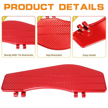 Red Big Rider's Floorboard, Front Footboards Foot Padels Footrest for Harley Touring Road King/Road Glide/Street Glide/Electra Glide/Ultra 1986-2025, Softail 1986-2017 - color: Driver Floor Board-Red