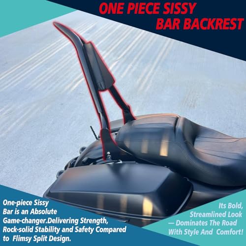YHMOTO Detachable Sissy Bar Passenger Backrest 22" Inch with Docking Hardware Kits Fit for Harley Touring Models 2014-2025 Road King Ultra CVO Limited Street Glide Road Glide Electra Glide (Black) - color: Backrest Sissy Bar+Docking Hardware Kit