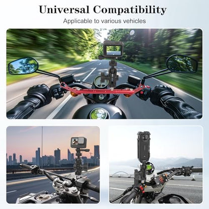 Camera Mount with 360°Dual Ball Head, Motorcycle Handlebar Mounting Bundle Kit for lnsta360 X5/X4/X3/X2/Gopr01/4-20 & Tripod Adapter, Action Camera Mount Adapter for M6 Hole Base,75017 - style: M6 Action Camera Mount Kit