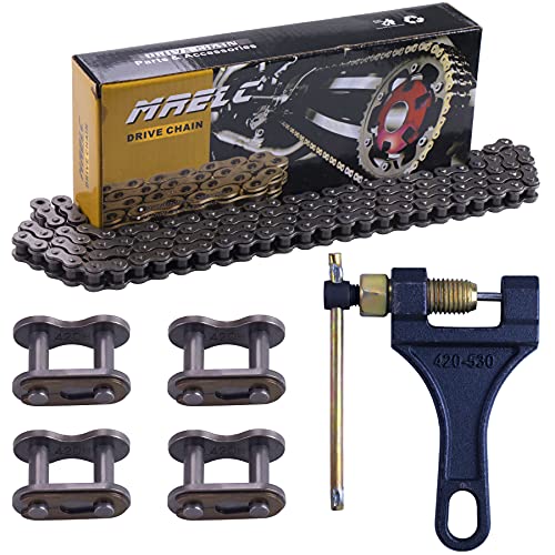 420H Motorcycle Chain+ Chain Breaker,112-Link Heavy Duty Drive Chain - size: 112