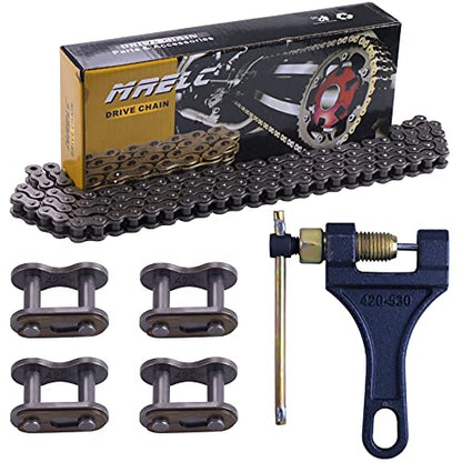 420H Motorcycle Chain+ Chain Breaker,106-Link Heavy Duty Drive Chain - size: 106