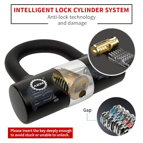 AKM Motorcycle Chain Lock 150cm/5ft Heavy Duty Bike Chain Lock Anti-Theft Cutproof 12mm Thick Security Bicycle Chain Lock with 4Keys 16mm U Lock Disc Lock for Moped,Motorcycle,Gate - size: 5ft/150cm x 12mm Diameter Chain with Lock