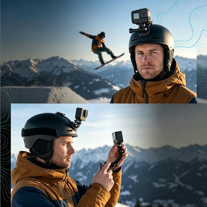 Curved Extension Arm Helmet Mount Extension Swivel Arm Curve Joint with Thumbscrews for Gopro Hero Series, DJI Osmo Action, EK7000, SJCAM, GeekPro and More Action Cams
