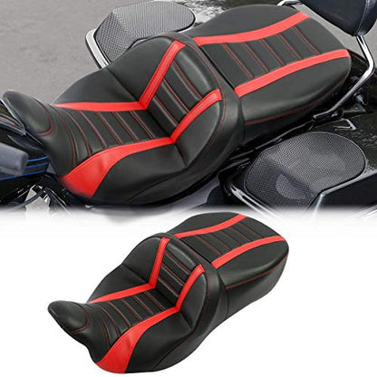 C.C. RIDER Low Profile Motorcycle Seat - Red Motorcycles Seat Cushions fit for Harley Touring Road King Street Glide Road Glide Electra Glide 2009-2023 - color: Black Red