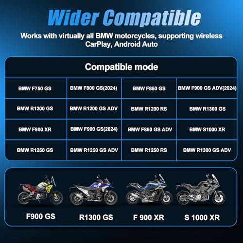 LBW 7" Motorcycle CarPlay Fit for BMW, Native Wonder Wheel Control, Data Reading, Wireless Bluetooth, GPS Navigation System, 1200 Nits IP69K Waterproof Touch Screen, Plug&Play, Android Auto/Siri/TPMS - size: BM 7"+Native control+Lossless Installation