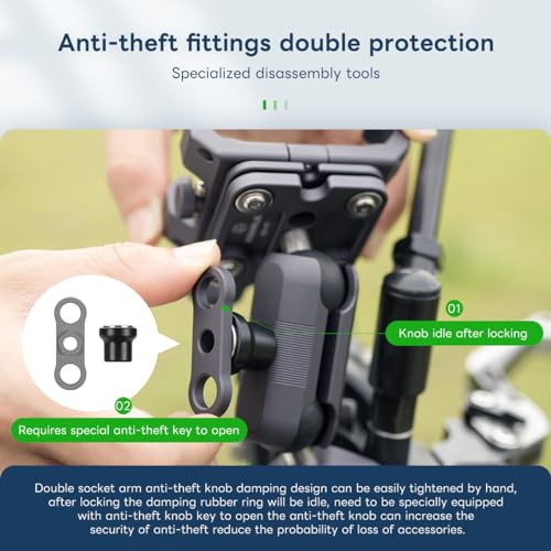 FANAUE Aluminum Anti-theft Bike Motorcycle Phone Mount with Vibration Dampener for bicycle/ATV/UTV/Scooter Handlebar, Compatible with RAM mounts B size phone holder Accessories for 5.5-7'' Smartphone.