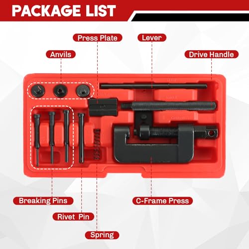 Motorcycle Chain Breaker Kit | 13PCS Chain Breaker Rivet Cutter Chain Link Cutter Removal Tool Chain Cutter and Riveter Kit for Motorcycle, Bike, ATV