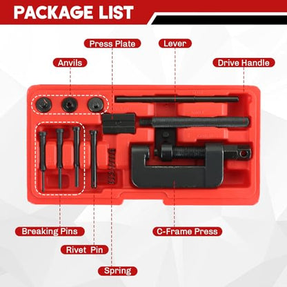 Motorcycle Chain Breaker Kit | 13PCS Chain Breaker Rivet Cutter Chain Link Cutter Removal Tool Chain Cutter and Riveter Kit for Motorcycle, Bike, ATV