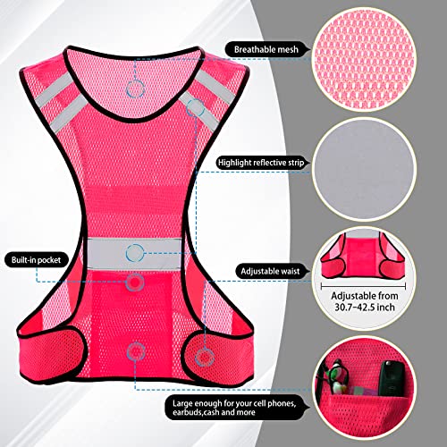 TCCFCCT Reflective Running Vest, High Visibility Running Gear with Large Pocket - color: 1 Pack Mesh Pink