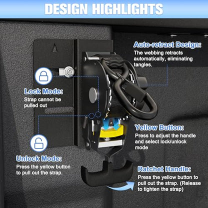 Upgraded Retractable Ratchet Straps Compatible with 2019-2025 Chevy Silverado GMC Sierra 1500 Accessories, 2 Pack Truck Bed Tie Downs Replacement for 2019-2026 Chevy Silverado - size: 2019-2025 Chevy Silverado
