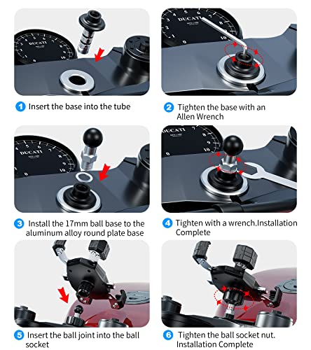 Kewig Motorcycle Fork Stem Phone Mount, Motorcycle Phone Mount, 1S One-Push Automatically Lock & Release, Fits for Fork Stem 12-25.4mm in Diameter, for 4.0-6.9" Cellphones