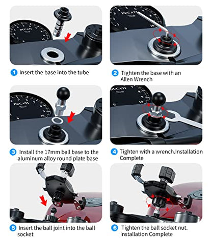 Kewig Motorcycle Fork Stem Phone Mount, Motorcycle Phone Mount, 1S One-Push Automatically Lock & Release, Fits for Fork Stem 12-25.4mm in Diameter, for 4.0-6.9" Cellphones