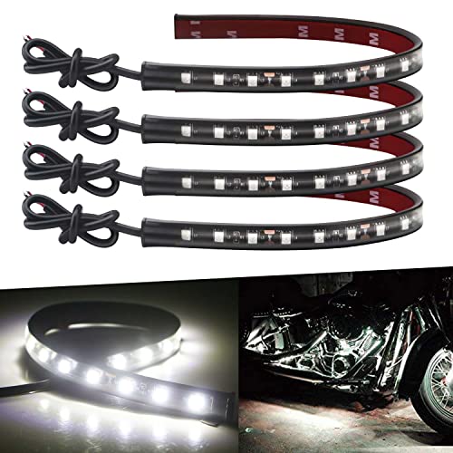 Keiurot 12V Led Light Strip 32CM Waterproof White Led Strip Lights for Cars Motorcycles Golf Cart Interior & Exterior Marine Boat 12V 5050 18SMD,Pack of 4 - color: White Led Strip