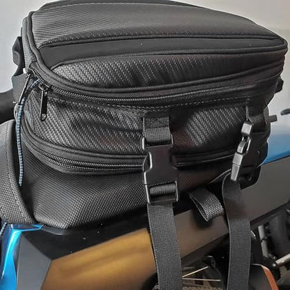 Qqmora Motorcycle Tail Carry Bag Helmet Storage Bag 7.5L to 10L Expandable Seat with Rain Cover for Most Motorcycles