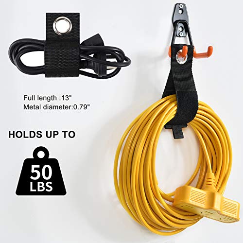 AOBEN 24PCS Garage Hooks, Heavy Duty Double Garage Hanger Organizer Wall Mount Iron Anti-Slip Garage Storage Hooks for Ladder, Power Tool,Bike,Ropes（23 Hooks & 1 hoder Strap-Orange - size: 24PCS OR