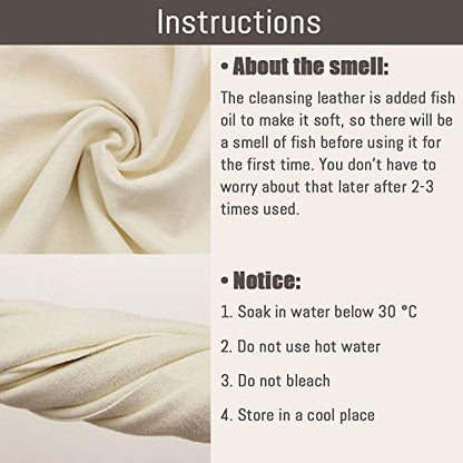 Chamois Cloth for Car 20'' x 27.6'' (3.7 sq ft) Shammy Towel Car Wash Drying Towel Absorbent Real Leather Lint Free Streak Free Cleaning Cloth