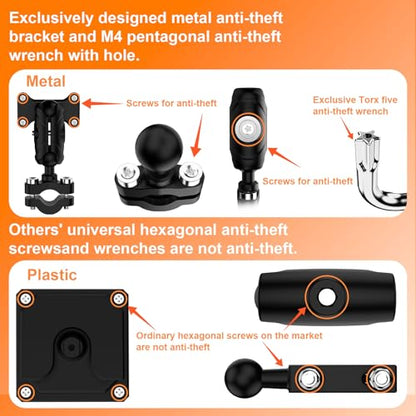 6.25' Motorcycle Carplay with Three Dash Cam (Inclues 128G SD),TMPS,GPS Navigation with Wireless Android Auto,Waterproof Touchscreen,Support Siri,Google Assistant,Anti-Glare,Bluetooth - size: 6.25 inch screen