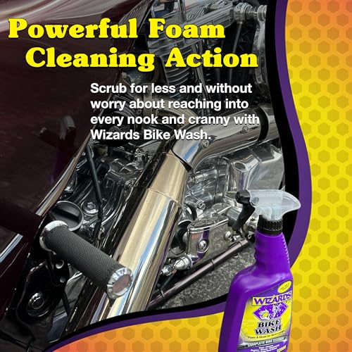 Wizards Mist-N-Shine Detail Spray and Bike Wash Bundle - 22 Oz - Multi-Purpose High Gloss Finish Waterless Quick Detailer Spray for Glass, Chrome, Paint and Plastics - Cleaner For Motorcycle Washing