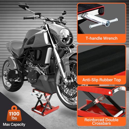 ZENY 1100 LB Wide Deck Motorcycle Center Scissor Lift Jack Repair Hoist Stand Bikes ATVs,Motorcycle Dirt Bike Scooter Crank Stand