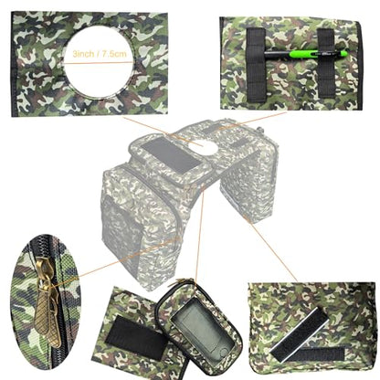 ATV Tank Bag Saddle Bag Waterproof Motorcycle Bag Compatible with Snowmobile Sportsman Scrambler FourTrax Grizzly UTV Hanging Storage Bag Camo Green - color: Camo Green